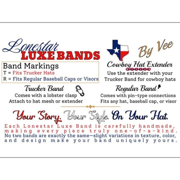 Patriotic Beaded Hat Band w/ USA Wing Charm – LoneStar Luxe Bands by Vee - Picture 2 of 4